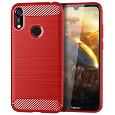 Silikon Hülle Handyhülle Gummi Schutzhülle Tasche Line für Huawei Y6 (2019) Rot