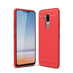 Silikon Hülle Handyhülle Gummi Schutzhülle Tasche Line für LG G7 Rot