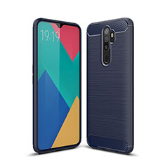 Silikon Hülle Handyhülle Gummi Schutzhülle Tasche Line für Oppo A9 (2020) Blau