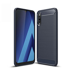 Silikon Hülle Handyhülle Gummi Schutzhülle Tasche Line für Samsung Galaxy A50S Blau