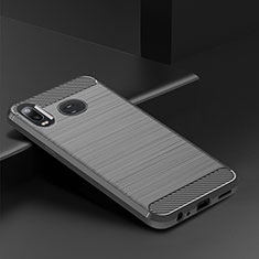 Silikon Hülle Handyhülle Gummi Schutzhülle Tasche Line für Samsung Galaxy A6s Grau