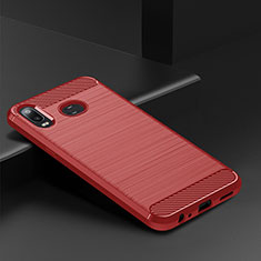 Silikon Hülle Handyhülle Gummi Schutzhülle Tasche Line für Samsung Galaxy A6s Rot