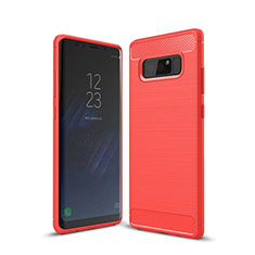 Silikon Hülle Handyhülle Gummi Schutzhülle Tasche Line für Samsung Galaxy Note 8 Rot