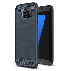 Silikon Hülle Handyhülle Gummi Schutzhülle Tasche Line für Samsung Galaxy S7 Edge G935F Blau