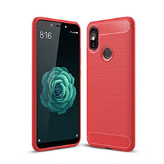 Silikon Hülle Handyhülle Gummi Schutzhülle Tasche Line für Xiaomi Mi 6X Rot
