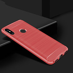 Silikon Hülle Handyhülle Gummi Schutzhülle Tasche Line für Xiaomi Mi A2 Lite Rot