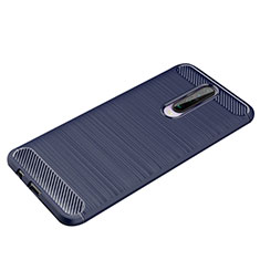 Silikon Hülle Handyhülle Gummi Schutzhülle Tasche Line für Xiaomi Poco X2 Blau