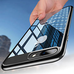 Silikon Hülle Handyhülle Rahmen Schutzhülle Durchsichtig Transparent B01 für Apple iPhone 7 Plus Schwarz
