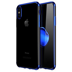 Silikon Hülle Handyhülle Rahmen Schutzhülle Durchsichtig Transparent Matt für Apple iPhone X Blau