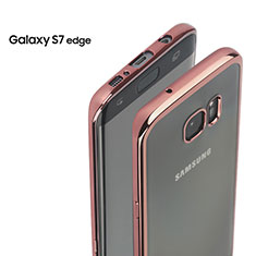 Silikon Hülle Handyhülle Rahmen Schutzhülle Durchsichtig Transparent Matt für Samsung Galaxy S7 Edge G935F Rosegold