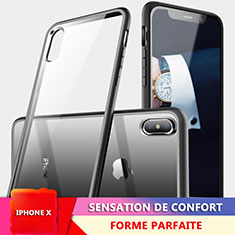 Silikon Hülle Handyhülle Rahmen Schutzhülle Durchsichtig Transparent Spiegel 360 Grad für Apple iPhone Xs Schwarz