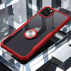 Silikon Hülle Handyhülle Rahmen Schutzhülle Durchsichtig Transparent Spiegel 360 Grad mit Magnetisch Fingerring Ständer für Apple iPhone 11 Pro Max Rot