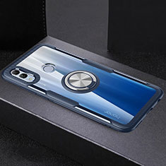 Silikon Hülle Handyhülle Rahmen Schutzhülle Durchsichtig Transparent Spiegel 360 Grad mit Magnetisch Fingerring Ständer für Huawei Honor 10 Lite Hellblau