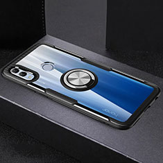 Silikon Hülle Handyhülle Rahmen Schutzhülle Durchsichtig Transparent Spiegel 360 Grad mit Magnetisch Fingerring Ständer für Huawei Honor 10 Lite Plusfarbig