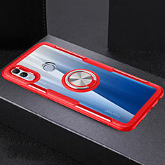 Silikon Hülle Handyhülle Rahmen Schutzhülle Durchsichtig Transparent Spiegel 360 Grad mit Magnetisch Fingerring Ständer für Huawei Honor 10 Lite Rot