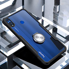 Silikon Hülle Handyhülle Rahmen Schutzhülle Durchsichtig Transparent Spiegel 360 Grad mit Magnetisch Fingerring Ständer für Huawei Honor V10 Lite Schwarz