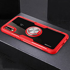 Silikon Hülle Handyhülle Rahmen Schutzhülle Durchsichtig Transparent Spiegel 360 Grad mit Magnetisch Fingerring Ständer für Huawei P20 Lite Rot