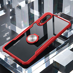 Silikon Hülle Handyhülle Rahmen Schutzhülle Durchsichtig Transparent Spiegel 360 Grad mit Magnetisch Fingerring Ständer für Huawei P30 Rot