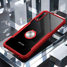 Silikon Hülle Handyhülle Rahmen Schutzhülle Durchsichtig Transparent Spiegel 360 Grad mit Magnetisch Fingerring Ständer für Huawei Y9s Rot
