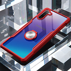 Silikon Hülle Handyhülle Rahmen Schutzhülle Durchsichtig Transparent Spiegel 360 Grad mit Magnetisch Fingerring Ständer für Samsung Galaxy Note 10 5G Rot