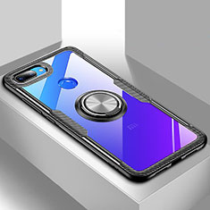 Silikon Hülle Handyhülle Rahmen Schutzhülle Durchsichtig Transparent Spiegel 360 Grad mit Magnetisch Fingerring Ständer für Xiaomi Mi 8 Lite Silber