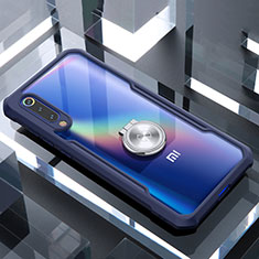 Silikon Hülle Handyhülle Rahmen Schutzhülle Durchsichtig Transparent Spiegel 360 Grad mit Magnetisch Fingerring Ständer für Xiaomi Mi 9 Blau