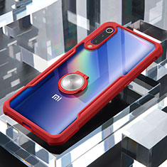 Silikon Hülle Handyhülle Rahmen Schutzhülle Durchsichtig Transparent Spiegel 360 Grad mit Magnetisch Fingerring Ständer für Xiaomi Mi 9 Pro 5G Rot
