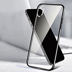 Silikon Hülle Handyhülle Rahmen Schutzhülle Durchsichtig Transparent Spiegel 360 Grad T02 für Apple iPhone X Schwarz