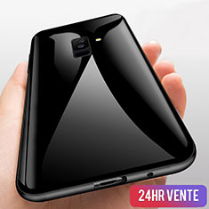 Silikon Hülle Handyhülle Rahmen Schutzhülle Durchsichtig Transparent Spiegel 360 Grad T03 für Samsung Galaxy A6 Plus (2018) Schwarz