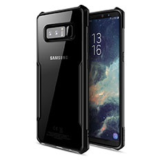 Silikon Hülle Handyhülle Rahmen Schutzhülle Durchsichtig Transparent Spiegel 360 Grad T03 für Samsung Galaxy Note 8 Schwarz