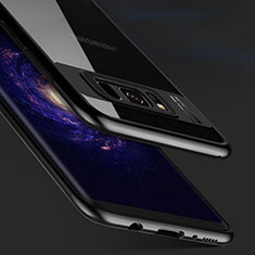 Silikon Hülle Handyhülle Rahmen Schutzhülle Durchsichtig Transparent Spiegel 360 Grad T03 für Samsung Galaxy S8 Schwarz