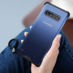 Silikon Hülle Handyhülle Rahmen Schutzhülle Durchsichtig Transparent Spiegel für Samsung Galaxy S10 5G Blau
