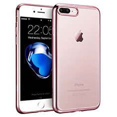 Silikon Hülle Handyhülle Rahmen Schutzhülle Durchsichtig Transparent T01 für Apple iPhone 8 Plus Rosa