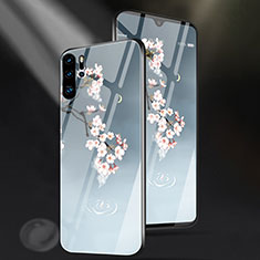 Silikon Hülle Handyhülle Rahmen Schutzhülle Spiegel Blumen für Huawei P30 Pro New Edition Hellblau