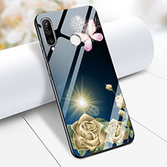Silikon Hülle Handyhülle Rahmen Schutzhülle Spiegel Blumen M01 für Huawei P30 Lite Blau