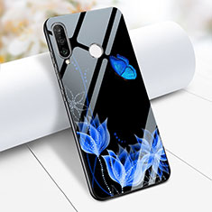 Silikon Hülle Handyhülle Rahmen Schutzhülle Spiegel Blumen M02 für Huawei P30 Lite XL Blau