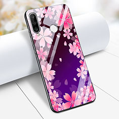 Silikon Hülle Handyhülle Rahmen Schutzhülle Spiegel Blumen S01 für Huawei P30 Lite New Edition Violett