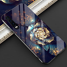 Silikon Hülle Handyhülle Rahmen Schutzhülle Spiegel Blumen S03 für Huawei P30 Schwarz