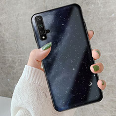 Silikon Hülle Handyhülle Rahmen Schutzhülle Spiegel Sternenhimmel S02 für Huawei Nova 5T Schwarz