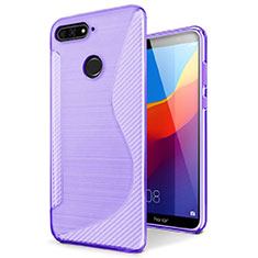 Silikon Hülle Handyhülle S-Line Schutzhülle Tasche Durchsichtig Transparent für Huawei Honor 7A Violett