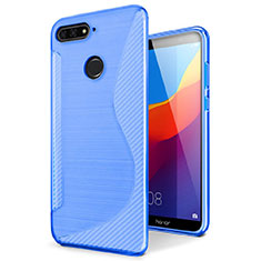 Silikon Hülle Handyhülle S-Line Schutzhülle Tasche Durchsichtig Transparent für Huawei Y6 Prime (2018) Blau