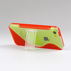 Silikon Hülle Handyhülle S-Line Stand Schutzhülle Durchsichtig Transparent für Apple iPhone 5C Rot