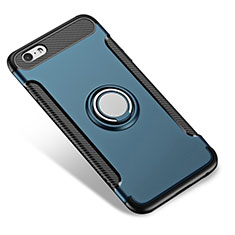 Silikon Hülle Handyhülle Schutzhülle mit Fingerring Ständer Durchsichtig Transparent Matt für Apple iPhone 6S Plus Blau
