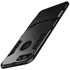 Silikon Hülle Handyhülle Stand Schutzhülle Durchsichtig Transparent Matt für Apple iPhone 7 Plus Schwarz