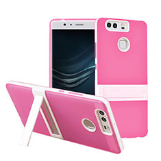 Silikon Hülle Handyhülle Stand Schutzhülle Durchsichtig Transparent Matt für Huawei P9 Plus Rosa