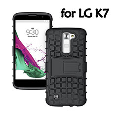 Silikon Hülle Handyhülle Stand Schutzhülle Durchsichtig Transparent Matt für LG K7 Schwarz