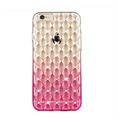 Silikon Hülle Handyhülle Strass Diamant Schutzhülle Durchsichtig Farbverlauf für Apple iPhone 6 Rosa