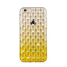 Silikon Hülle Handyhülle Strass Diamant Schutzhülle Durchsichtig Farbverlauf für Apple iPhone 6S Plus Gelb