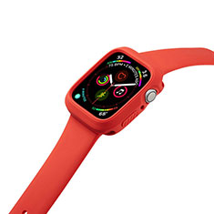 Silikon Hülle Handyhülle Ultra Dünn Flexible Schutzhülle 360 Grad Ganzkörper Tasche für Apple iWatch 5 44mm Rot