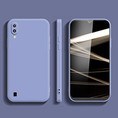 Silikon Hülle Handyhülle Ultra Dünn Flexible Schutzhülle 360 Grad Ganzkörper Tasche für Samsung Galaxy A01 SM-A015 Lavendel Grau